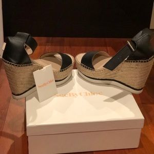 See by Chloe Glyn Leather Espadrille Wedge Sandals